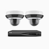 HZ504P - 4 Channel 2 Cameras PTZ PoE Security System, 3K Super HD, 4X Optical Zoom, IK10 Vandal-Resistant, 2.8-12 mm Lens, Intelligent Behavior Analysis, Color Night Vision & Anti-Fog
